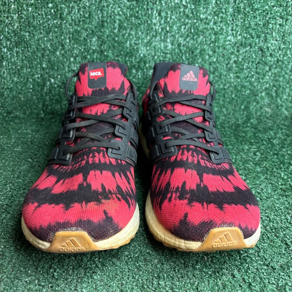 Adidas x Nice Kicks UltraBoost No Vacancy Tie Dye Running Sneaker Red Mens 10.5